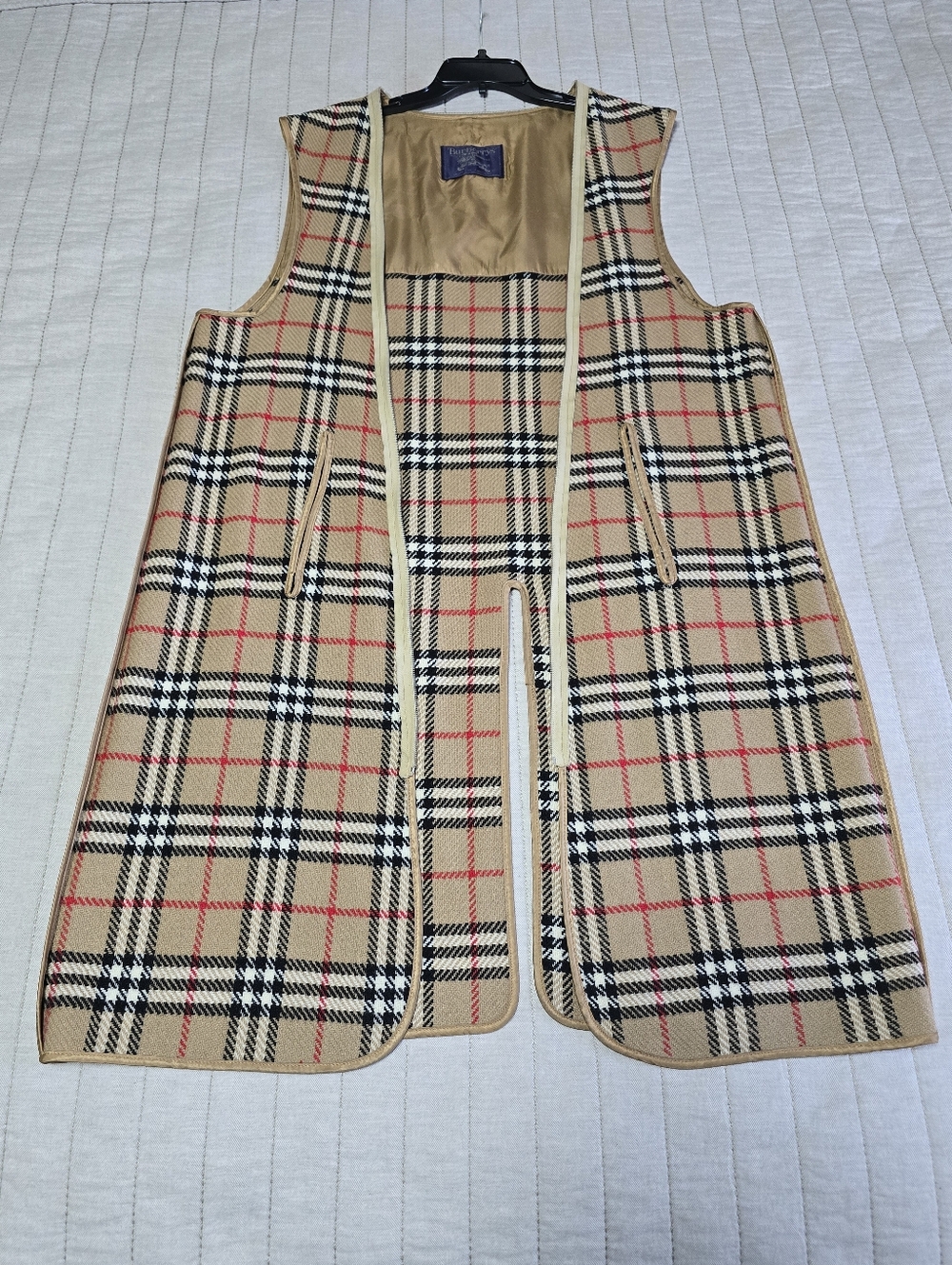 Burberry Beige Nova Check Sleeveless Long Vest/Liner With Zipper - Picture 7 of 11